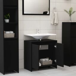 Berkfield Home Bathroom Cabinet Black 60x33x61 cm Engineered Wood - Size: 60 x 33 x 61 cm - thumbnail 3