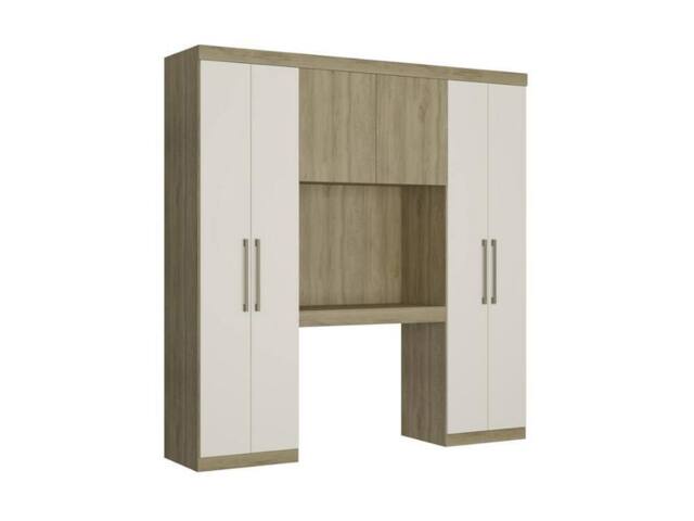 Vente-unique Overbed Storage Unit - 6 Doors - With Wardrobes & Storage - W200 Cm in Light Oak - Size: Single - image 1