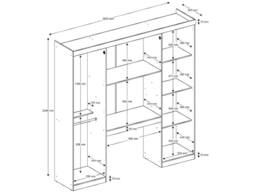 Vente-unique Overbed Storage Unit - 6 Doors - With Wardrobes & Storage - W200 Cm in Light Oak - Size: Single - thumbnail 6