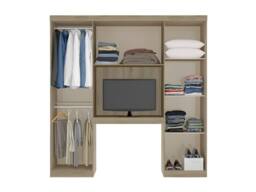 Vente-unique Overbed Storage Unit - 6 Doors - With Wardrobes & Storage - W200 Cm in Light Oak - Size: Single - thumbnail 5