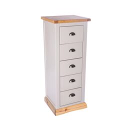 Cabinet Bits Bomporto 5 Drawer Narrow Chest of Drawers Chrome Cup Handle in Light Grey - thumbnail 3