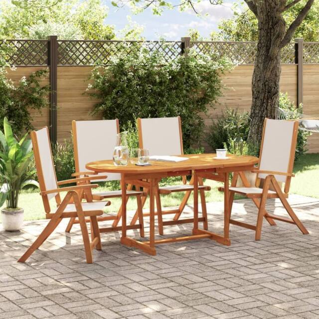 Berkfield Home 5 Piece Garden Dining Set Solid Wood Acacia & Textilene in Brown - image 1