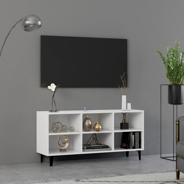Berkfield Home TV Cabinet with Metal Legs White 103.5x30x50 cm - image 1