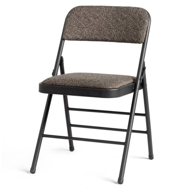 EONLION 1PCS Folding Chairs with Padded Fabric Seats, Heavy Duty Metal Frame in Brown - Size: 100 cm - image 1