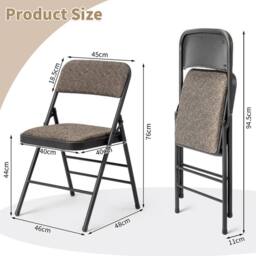 EONLION 1PCS Folding Chairs with Padded Fabric Seats, Heavy Duty Metal Frame in Brown - Size: 100 cm - thumbnail 2