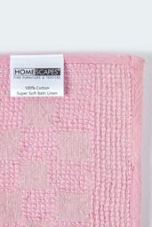 Homescapes Cotton Check Border Bath Mat in Pink - thumbnail 5