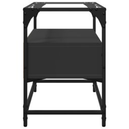 Berkfield Home TV Cabinet with Glass Top Black 60x35x51 cm Engineered Wood - Size: 60 x 35 x 51 cm - thumbnail 5