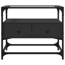 Berkfield Home TV Cabinet with Glass Top Black 60x35x51 cm Engineered Wood - Size: 60 x 35 x 51 cm - thumbnail 4