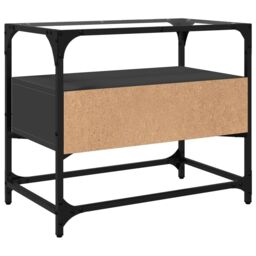 Berkfield Home TV Cabinet with Glass Top Black 60x35x51 cm Engineered Wood - Size: 60 x 35 x 51 cm - thumbnail 6