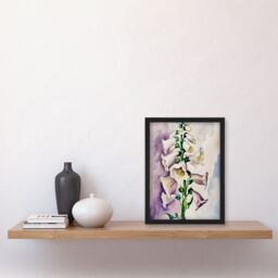"Artery8 Foxglove Digitalis Flower Botanical Watercolour Framed Art Print in White - Size: W12"" x H16""" - thumbnail 4