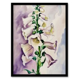"Artery8 Foxglove Digitalis Flower Botanical Watercolour Framed Art Print in White - Size: W12"" x H16""" - thumbnail 1