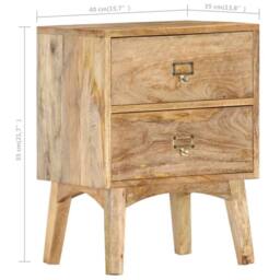 Berkfield Home Beautiful Bedside Cabinet 40x35x55 cm Solid Mango Wood in Brown - Size: 40 x 35 x 55 cm - thumbnail 7