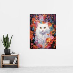 "Artery8 Wall Art Print Pure White Cat Lover Gift Pet Portrait Colourful Artwork Painting Poster - Size: W18"" x H24""" - thumbnail 4
