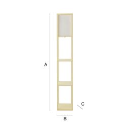 ValueLights Struttura Pastel Wooden Shelving Floor Lamp with Fabric Shade in Yellow - thumbnail 7