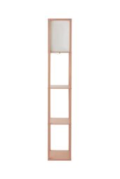 ValueLights Struttura Pastel Wooden Shelving Floor Lamp with Fabric Shade in Yellow - thumbnail 6