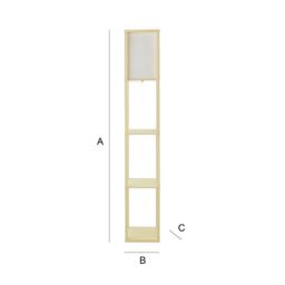 ValueLights Struttura Pastel Wooden Shelving Floor Lamp with Fabric Shade in Yellow - thumbnail 9
