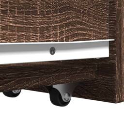 Berkfield Home Narrow Bathroom Cupboard with Wheels Brown Oak Engineered Wood - thumbnail 8
