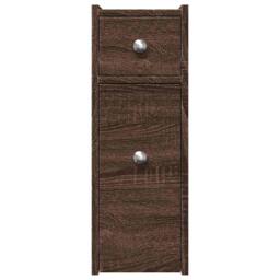Berkfield Home Narrow Bathroom Cupboard with Wheels Brown Oak Engineered Wood - thumbnail 4