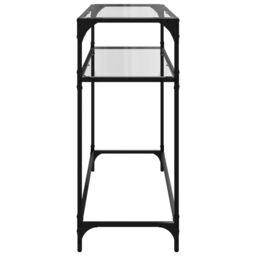 Berkfield Home Console Table with Transparent Glass Top 98x35x81 cm Steel in Brown - Size: 98 x 35 x 81 cm - thumbnail 5