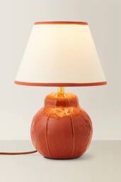 ValueLights Gourdette Burnt Orange Glazed Table Lamp with Tapered Trim Lamp Shade - thumbnail 6