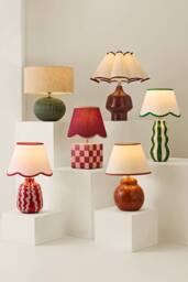 ValueLights Gourdette Burnt Orange Glazed Table Lamp with Tapered Trim Lamp Shade - thumbnail 7