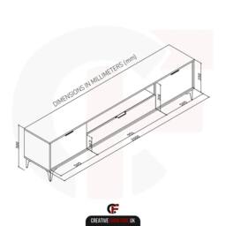 Creative Furniture Goldline Gloss TV Unit 200cm - Glossy White - thumbnail 7