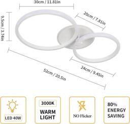 Goeco LED Ceiling Light 42 W Modern Round Ceiling Light 3000K for Bedroom in White - thumbnail 6
