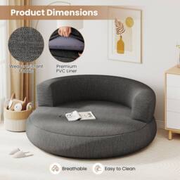 Costway Inflatable Couch Blow Up Lounger Air Sofa w/Detachable Cover &Armrests in Grey - thumbnail 6