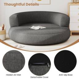 Costway Inflatable Couch Blow Up Lounger Air Sofa w/Detachable Cover &Armrests in Grey - thumbnail 9