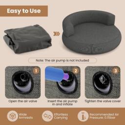 Costway Inflatable Couch Blow Up Lounger Air Sofa w/Detachable Cover &Armrests in Grey - thumbnail 8