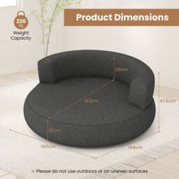 Costway Inflatable Couch Blow Up Lounger Air Sofa w/Detachable Cover &Armrests in Grey - thumbnail 5