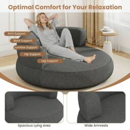 Costway Inflatable Couch Blow Up Lounger Air Sofa w/Detachable Cover &Armrests in Grey - thumbnail 7