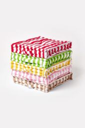 Homescapes Cotton Thick Stripe Floor Cushion in Beige - Size: 40 cm x 40 cm - thumbnail 6