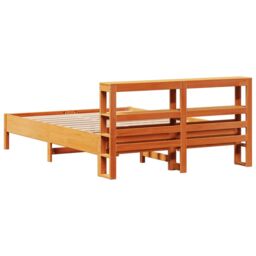 Berkfield Home Bed Frame without Mattress Wax Brown 150x200 cm King Size Solid Wood Pine - thumbnail 6