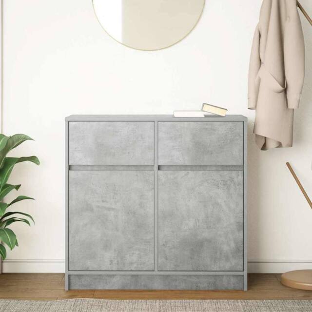 Berkfield Home Sideboard with Drawer Concrete Grey 80x34x76 cm Engineered Wood - Size: 80 x 34 x 76 cm - image 1