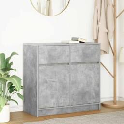 Berkfield Home Sideboard with Drawer Concrete Grey 80x34x76 cm Engineered Wood - Size: 80 x 34 x 76 cm - thumbnail 2
