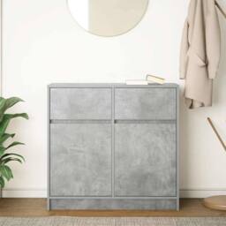 Berkfield Home Sideboard with Drawer Concrete Grey 80x34x76 cm Engineered Wood - Size: 80 x 34 x 76 cm - thumbnail 1