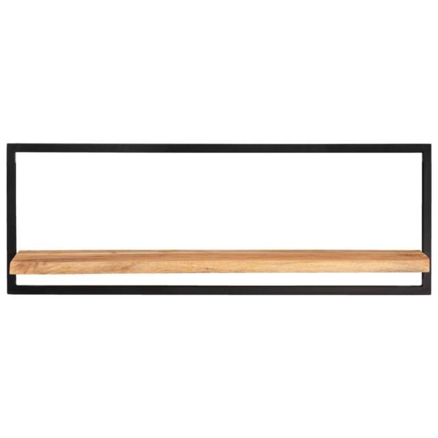 Berkfield Home Wall Shelves 2 pcs 100x24x35 cm Solid Wood Acacia & Steel in Brown - Size: 100 x 24 x 35 cm - image 1