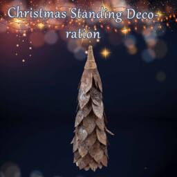 VFM e-Store Christmas Wood Cone Decoration 48cm x 20cm Brown X 1 - Size: 48 cm x 20 cm - thumbnail 3