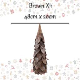 VFM e-Store Christmas Wood Cone Decoration 48cm x 20cm Brown X 1 - Size: 48 cm x 20 cm - thumbnail 2