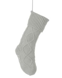 Dibor Set of 4 Traditional Grey Chunky Knit Xmas Gift Christmas Stocking - Size: 4 Pack - thumbnail 2