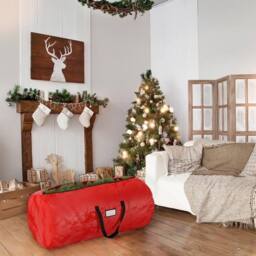 Shatchi Christmas Tree Storage Bag with Handles - Large Size 136x53cm in Red - Size: 136x53 cm - thumbnail 3