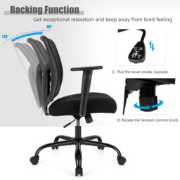 Costway Adjustable Computer Mesh Office Chair Ergonomic Executive Chair in Black - thumbnail 6