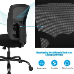 Costway Adjustable Computer Mesh Office Chair Ergonomic Executive Chair in Black - thumbnail 5