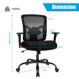 Costway Adjustable Computer Mesh Office Chair Ergonomic Executive Chair in Black - thumbnail 2