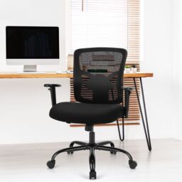 Costway Adjustable Computer Mesh Office Chair Ergonomic Executive Chair in Black - thumbnail 3