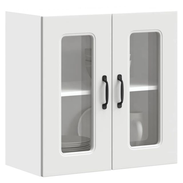 Berkfield Home Kitchen Wall Cabinet with Glass Door Kalmar White Engineered Wood - image 1