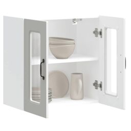 Berkfield Home Kitchen Wall Cabinet with Glass Door Kalmar White Engineered Wood - thumbnail 5