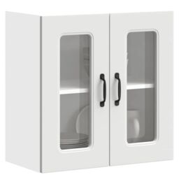 Berkfield Home Kitchen Wall Cabinet with Glass Door Kalmar White Engineered Wood - thumbnail 1