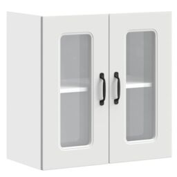 Berkfield Home Kitchen Wall Cabinet with Glass Door Kalmar White Engineered Wood - thumbnail 2